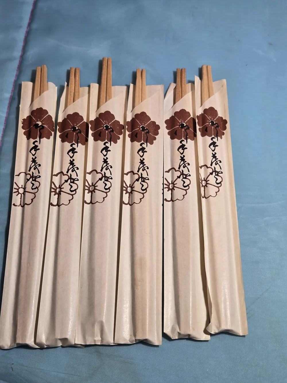 Set of 6 Bamboo Wooden Disposable Chopsticks Individually Wrapped 8